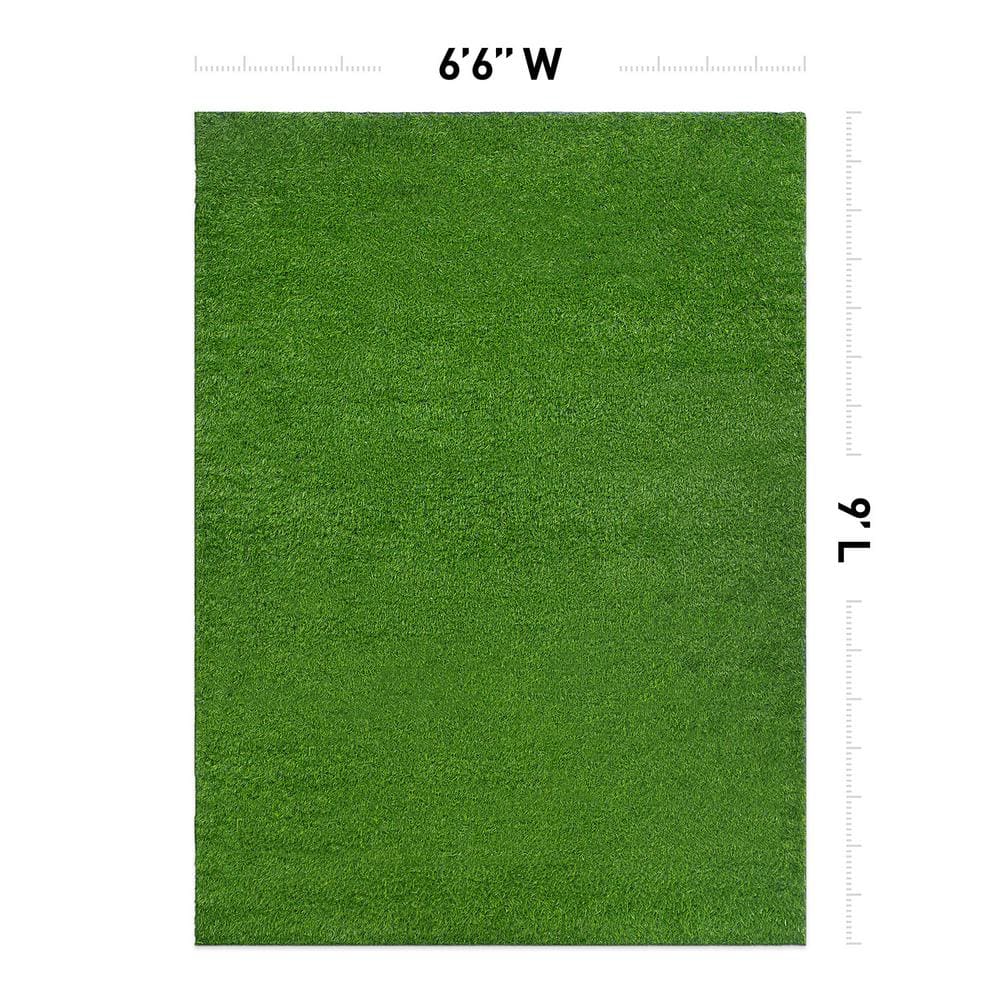 Green Synthetic Artificial Grass Indoor Outdoor Area Rug 6'6"x9'