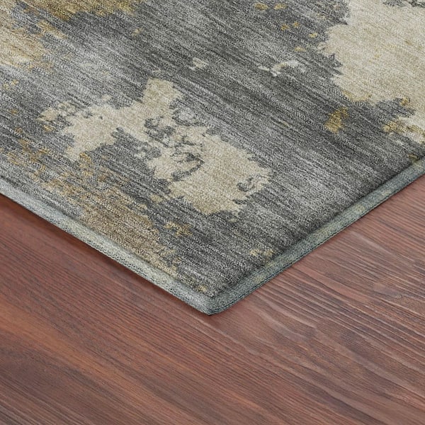 Mayfield Premium Machine Washable Abstract AMF2367 Gray 5 ft. x 7 ft. 6 in. Area Rug