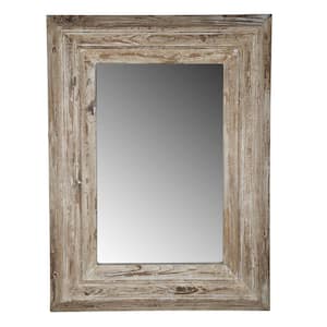 30 in. W x 39 in. H Rectangle Brown Distressed Wood Frame Wall Decor Mirror