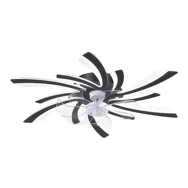 31 in. Smart Indoor Black Ceiling Fan with Integrated LED with Remote Control