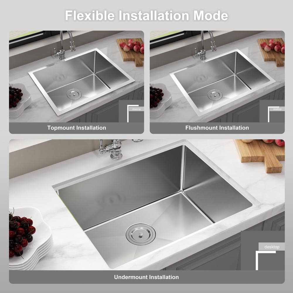 30" Brushed Stainless Steel Drop-In Single Bowl Kitchen Sink