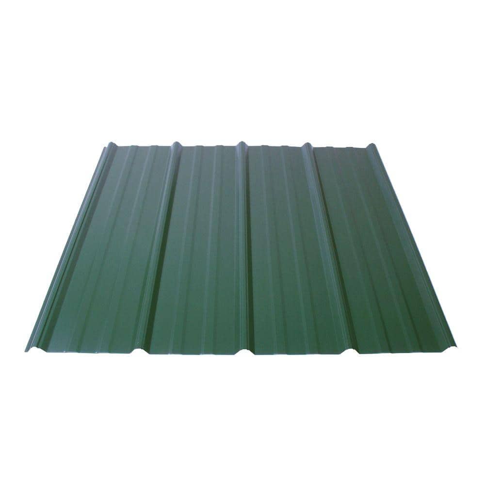 Fabral Shelterguard 10 ft. Exposed Fastener Galvanized Steel Roof Panel in  Evergreen 0410116176 - The Home Depot, image size:1000x1000