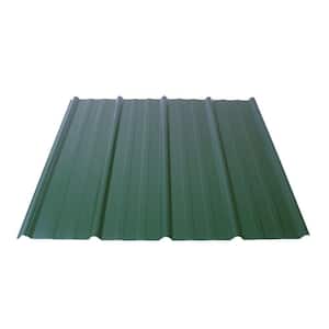 Shelterguard 12 ft. Exposed Fastener Galvanized Steel Roof Panel in Evergreen