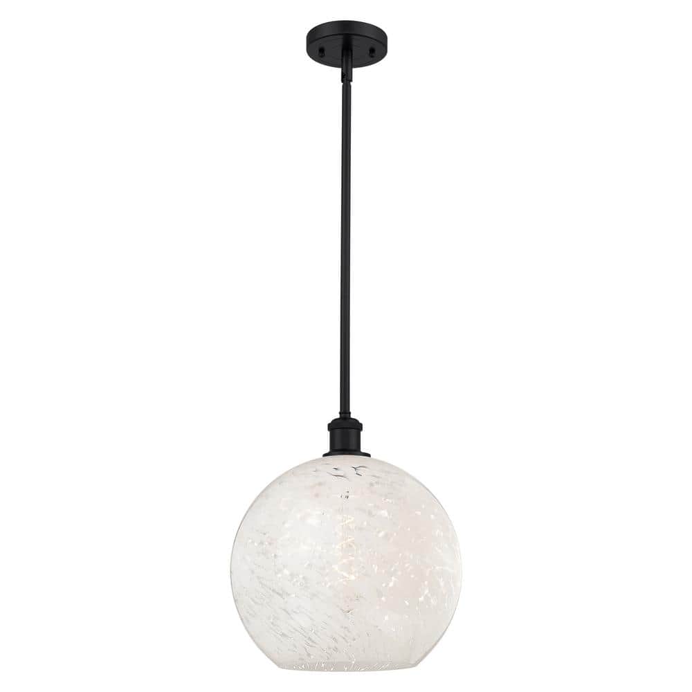 White Mouchette 100-Watt 1-Light Matte Black Shaded Mini Pendant Light with Painted Glass Shade price history on PriceWatchPro
