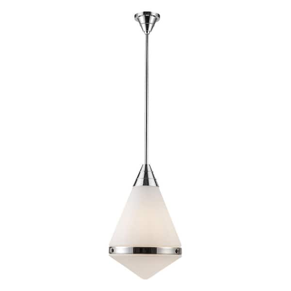 ALORA Willard 22 in. 1 Light 60-Watt Polished Nickel/Opal Matte Glass Pendant Light