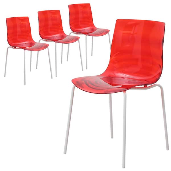 Dining Chair for Dining and Kitchen Room Stackable Chair in Stainless Steel White Base Set of 4 Astor Collection