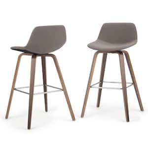 Randolph 36.6 in. H Mocha Woven Fabric Mid Century Modern Bentwood Counter Height Stool (Set of 2)