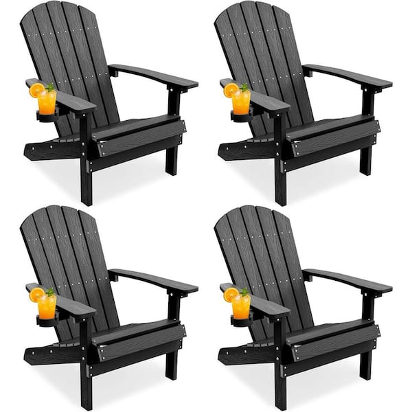 Mximu Classic Black HIPS Plastic Outdoor Patio Adirondack Chair