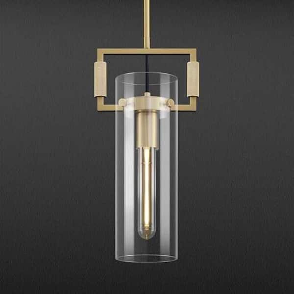 Modern Kitchen Island Pendant Lighting, 1-Light Gold Pendant Light with Glass Shade, Gold Pendant Light