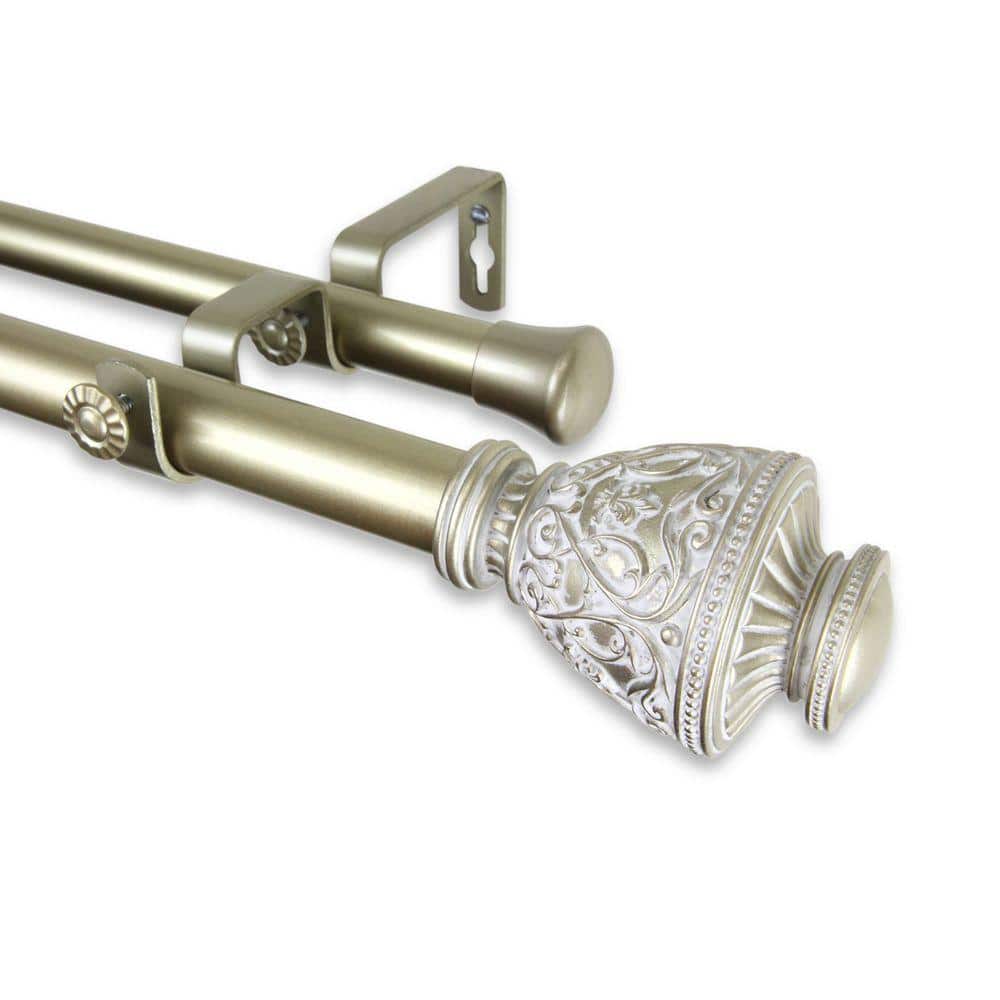 66 in. - 120 in. Telescoping 1 in. Double Curtain Rod Kit in Light Gold with Veda Finial price history on PriceWatchPro