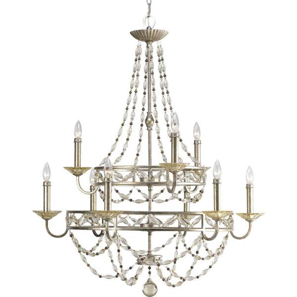 Progress Lighting Chanelle Collection 9-Light Antique Silver Chandelier