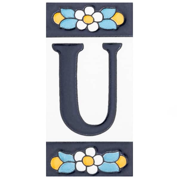 Merola Tile Sevillano Flora Address Letters U 2-1/8 in. x 4-3/8 in. Ceramic Wall Tile (0.07 sq. ft./Each)