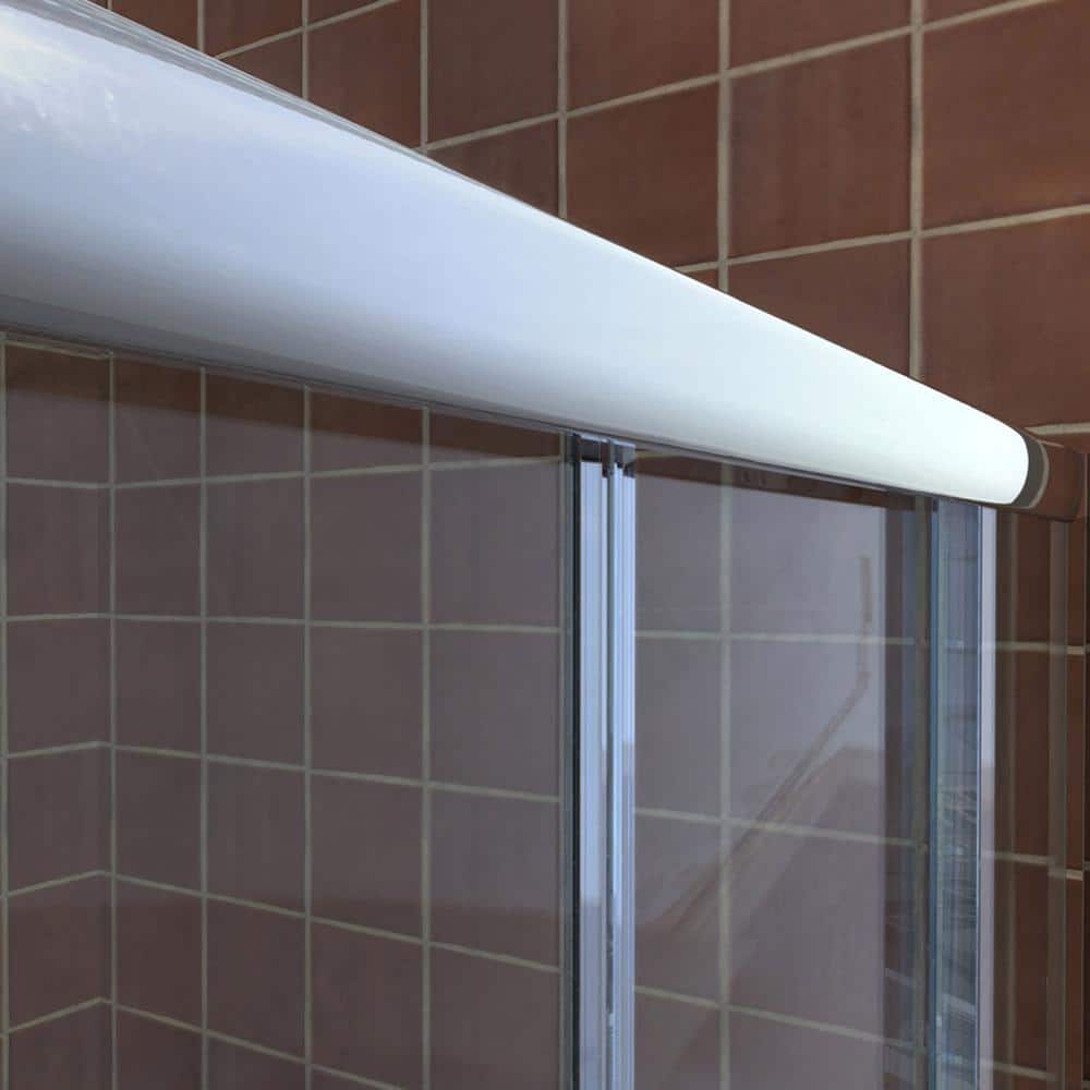 Visions 60" Frameless Clear Glass Sliding Shower Kit with Brushed Nickel Hardware