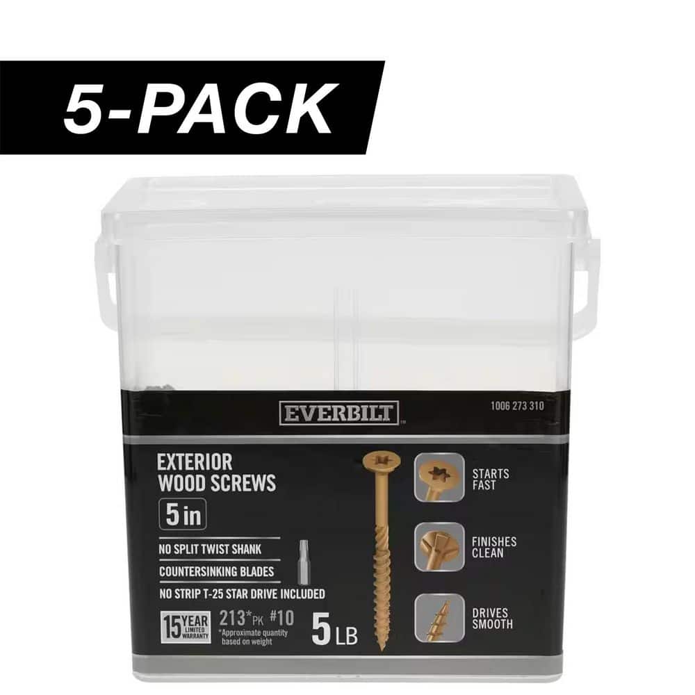 5-Pack #10 x 5 in. Star Drive Flat Head Exterior Wood Screws (25 lb / 1,065-Piece) price history on PriceWatchPro