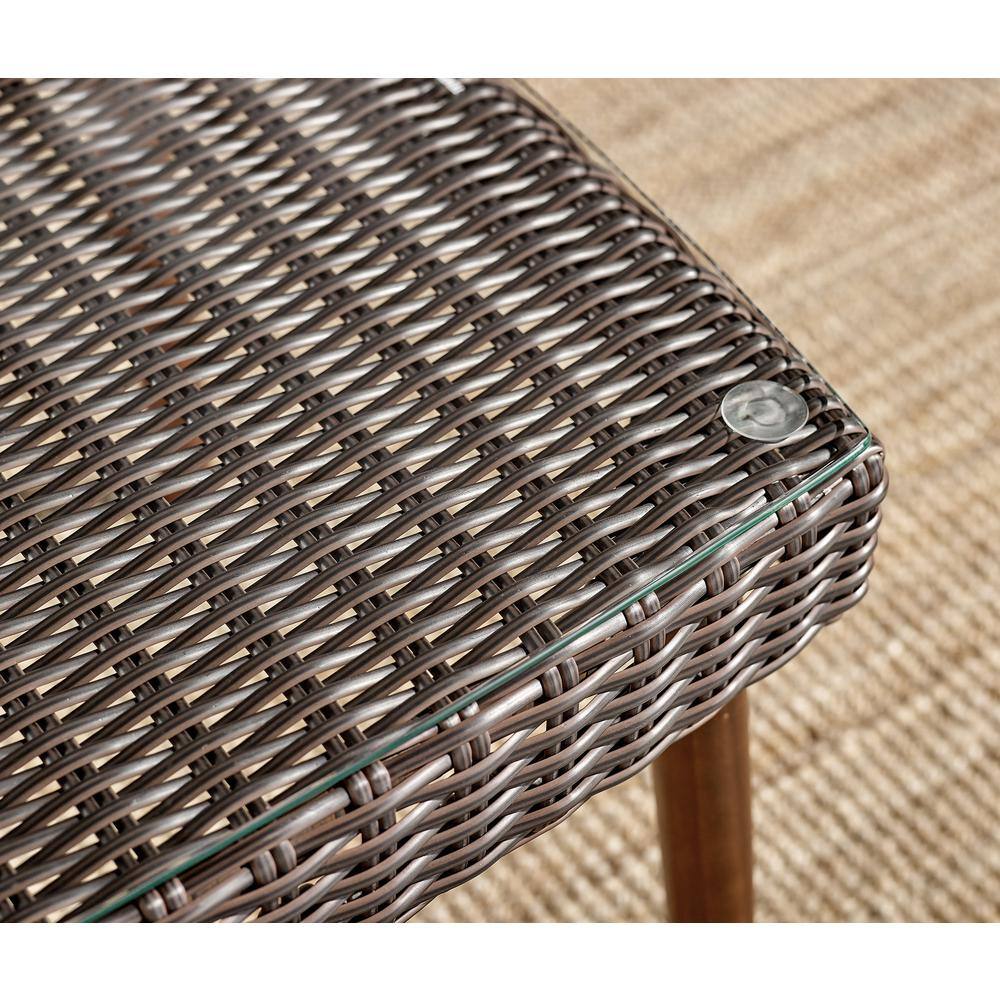 Athens Dark Brown Wicker and Glass Outdoor Cocktail Table