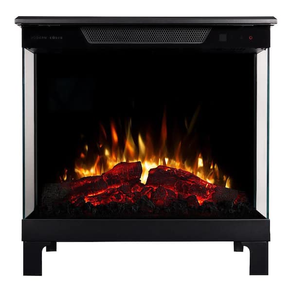Skyline 24 in. 1465W Black 3-Sided Smart Electric Fireplace Stove with Thermostat, WiFi & Remote Control for Living Room