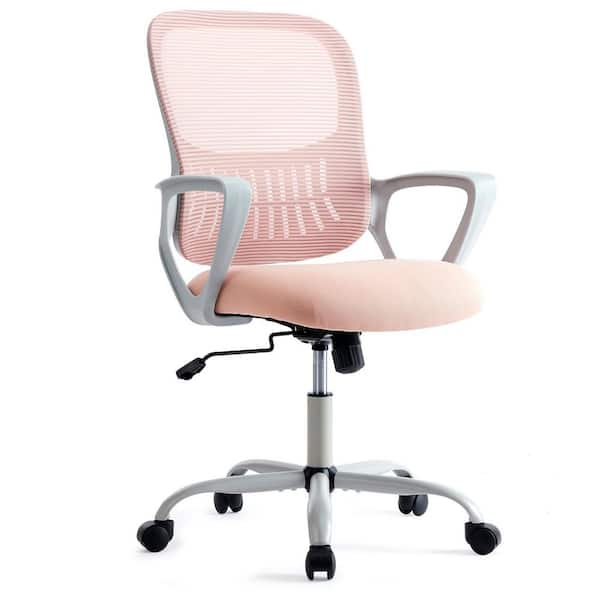 SMUGDESK Mid-Back Mesh Ergonomic Office Chair Task Chairs Computer Swivel Rolling Chair for Home Office in Pink