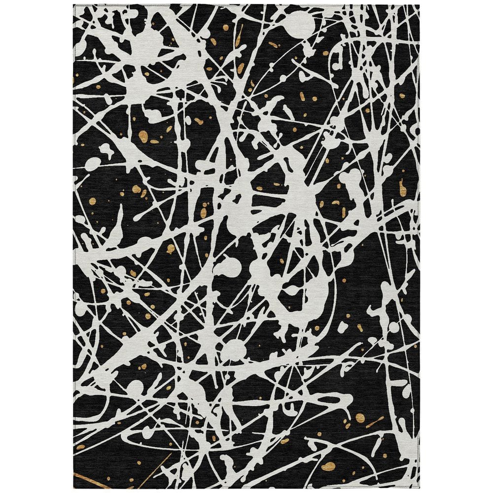 Chantille Machine Washable Indoor/Outdoor Abstract ACN2597 Black 3 ft. x 4 ft. Area Rug price history on PriceWatchPro