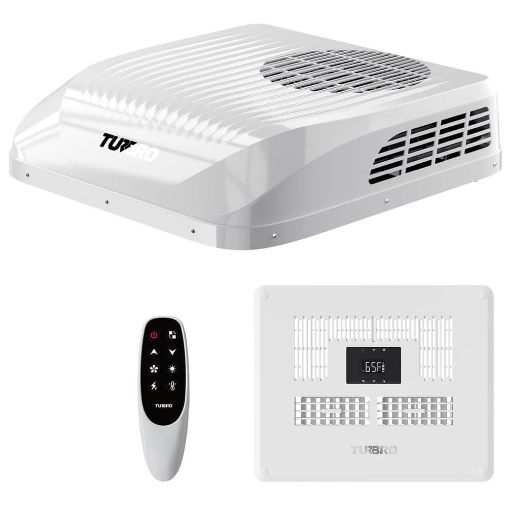 12V DC 9,000 BTU RV Air Conditioner with Inverter Compressor, Non-Ducted Ultra-Low Profile Rooftop Unit, WiFi,White