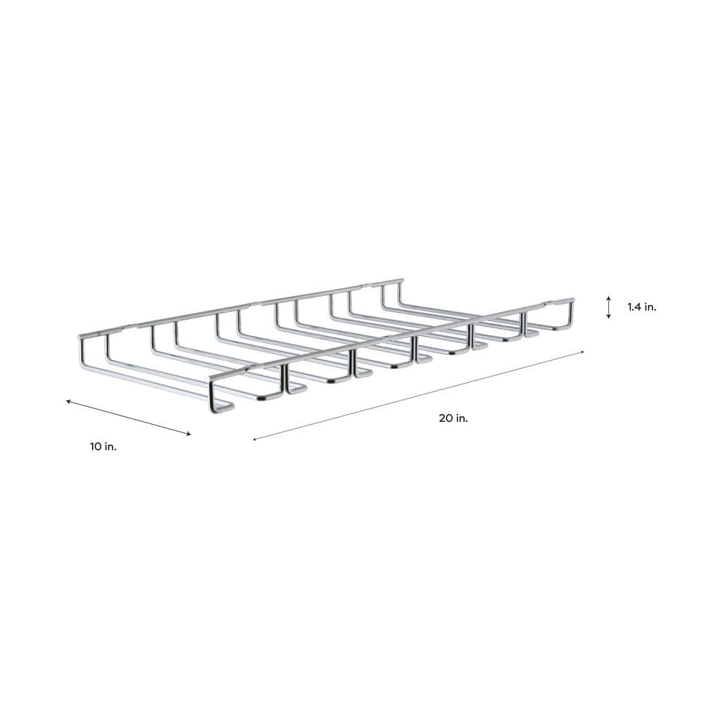 Chrome Under-Cabinet Stemware Rack for 18 Glasses