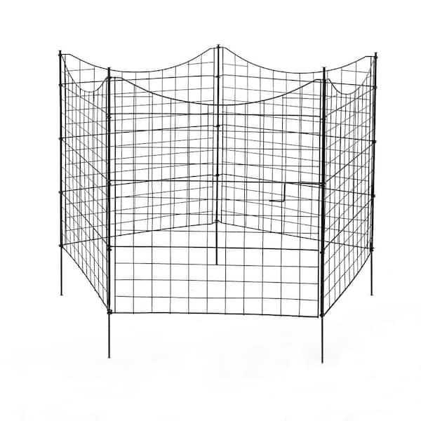 38.5 in. Iron Decorative Garden Decorative Border Fence 4-Panels and 1-Gate Fence Set