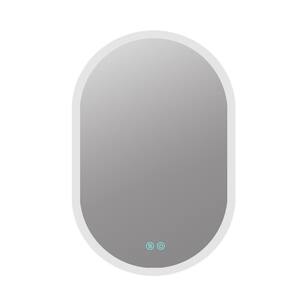 24 in. W x 32 in. H Frameless Oval Wall-Mounted Backlit LED Light Bathroom Vanity Mirror in Silver