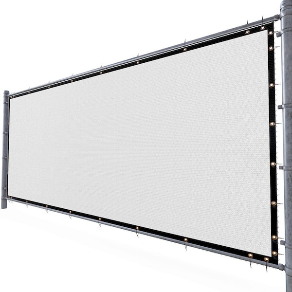 AMGO 6 ft. H x 12 ft. W White Fence Outdoor Privacy Screen with Black Edge Bindings and Grommets