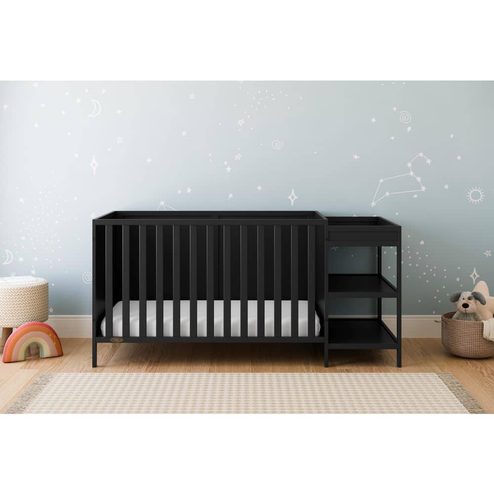 Theo Black 5-in-1 Convertible Crib and Changer