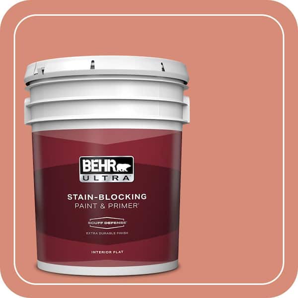BEHR ULTRA 5 gal. #MQ4-32 Vintage Coral Extra Durable Flat Interior Paint & Primer