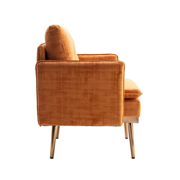 Polibi Mid-Century Modern Orange Velvet Accent Chair with Solid Wood and Thick  Seat Cushion RS-OMGVAC-O - The Home Depot