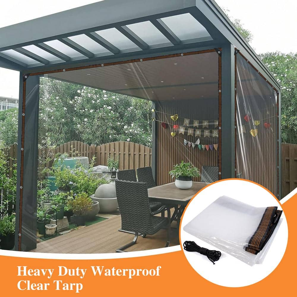 Agfabric Ft X Ft Clear Tarp Heavy Duty Waterproof With Eyelets For Camping Patio Pergola