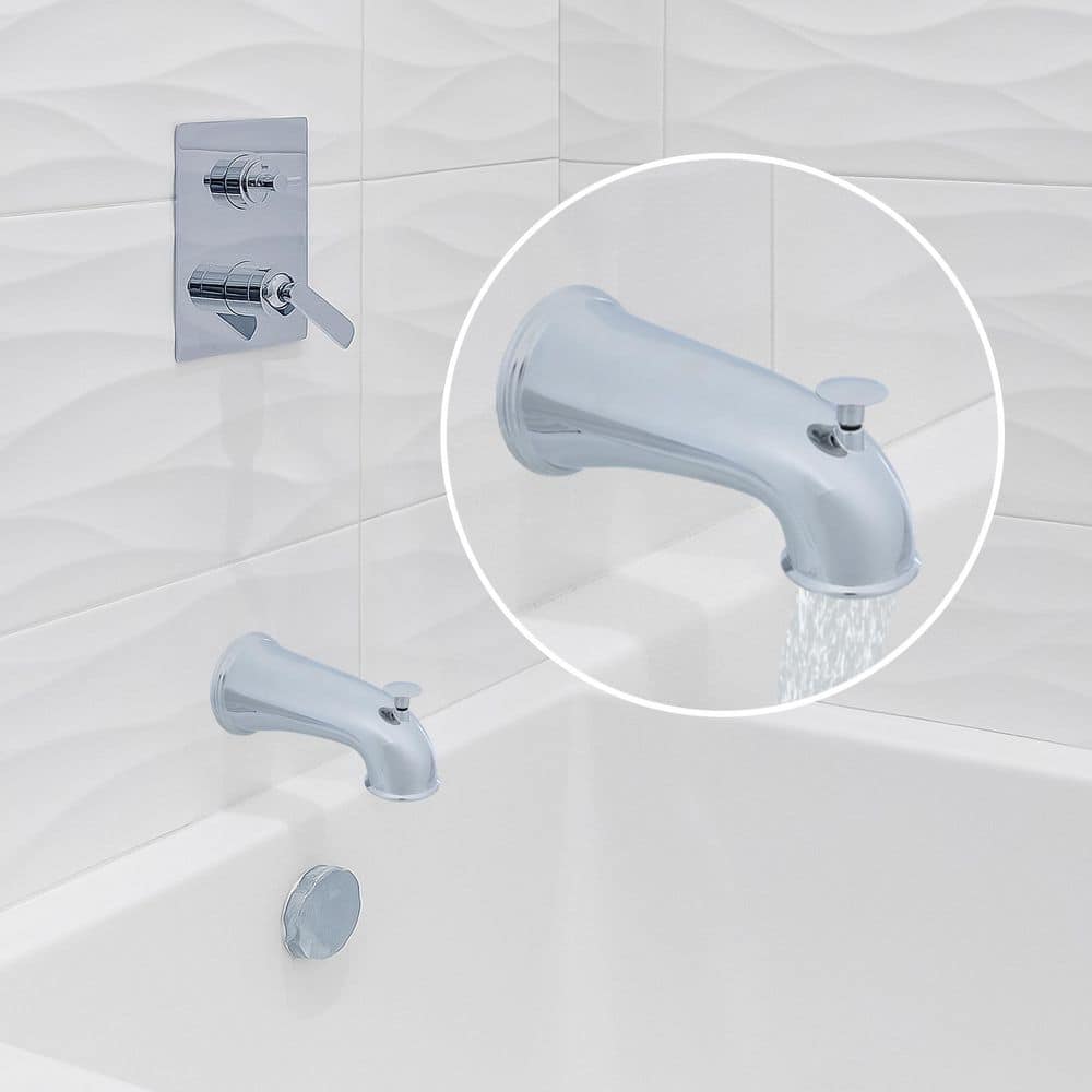 Chrome 6 Inch Tub Spout with Pull Up Diverter