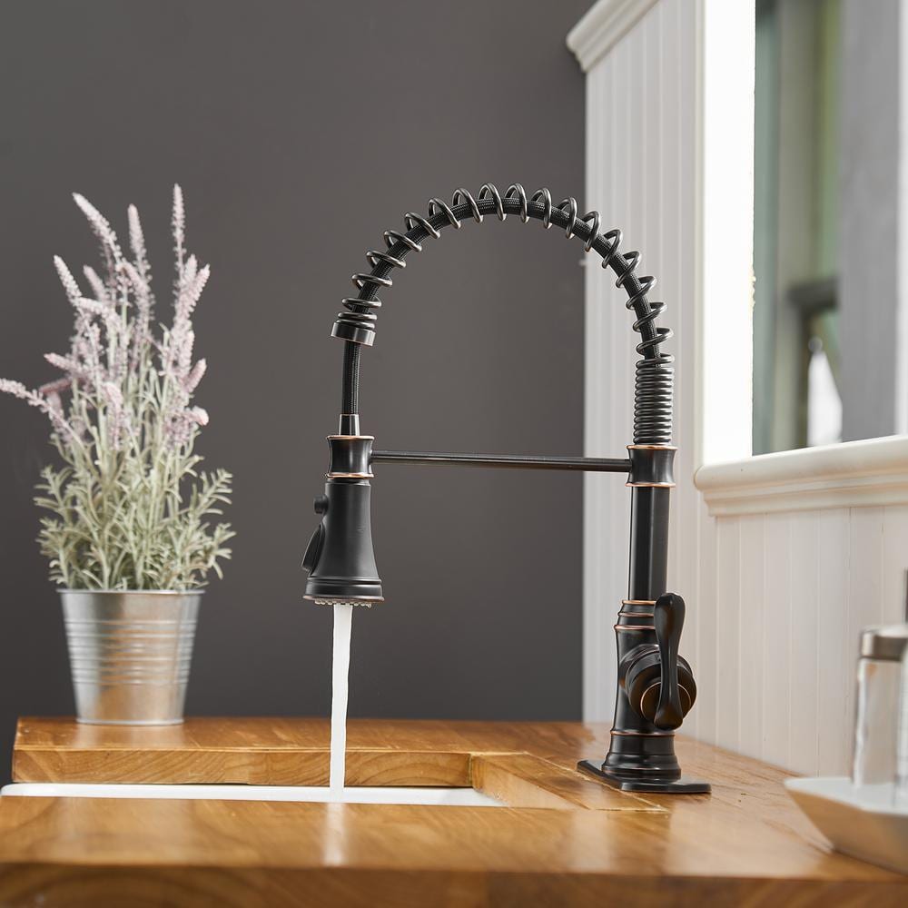 Oil Rubbed Bronze Pull-Down Kitchen Faucet with Spray