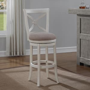 Accera 26 in. Distressed Antique White Swivel Counter Stool