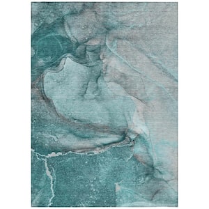 Chantille ACN524 Teal 5 ft. x 7 ft. 6 in. Machine Washable Indoor/Outdoor Geometric Area Rug