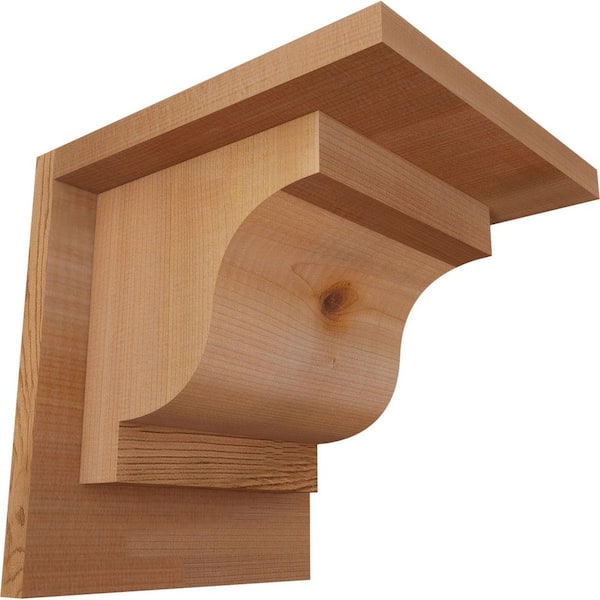 Ekena Millwork 7-1/2 in. x 8 in. x 8 in. Western Red Cedar Newport Smooth Corbel with Backplate