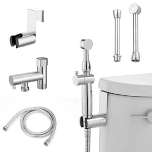 Non-Electric Bidet Sprayer for Toilet Handheld with Hose Bidet Attachment Diaper Sprayer Wall or Toilet Mount in Chrome