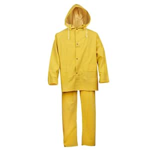 StormFront Men's Medium Yellow Detachable Hood 3-Piece Rain Suit