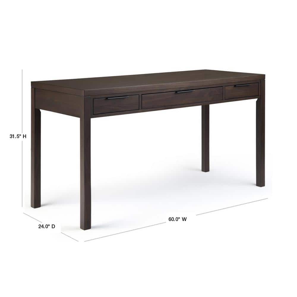 Hollander Warm Walnut Solid Pine 60" Home Office Desk with Keyboard Tray