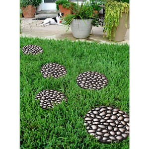 A1HC Set of 4 Garden Stepping Stone, Bronze 12 in. x 12 in. Rubber, Outdoor Decorative Tray, Step Mat