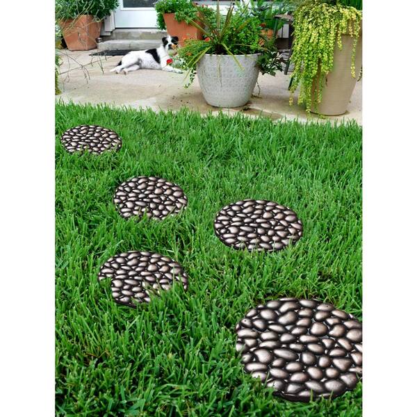 A1HC Set of 4 Garden Stepping Stone, Bronze 12 in. x 12 in. Rubber, Outdoor Decorative Tray, Step Mat