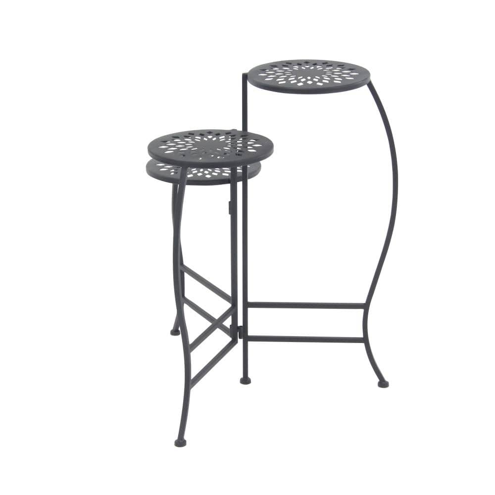Black Metal 3-Tier Indoor Outdoor Floral Plant Stand