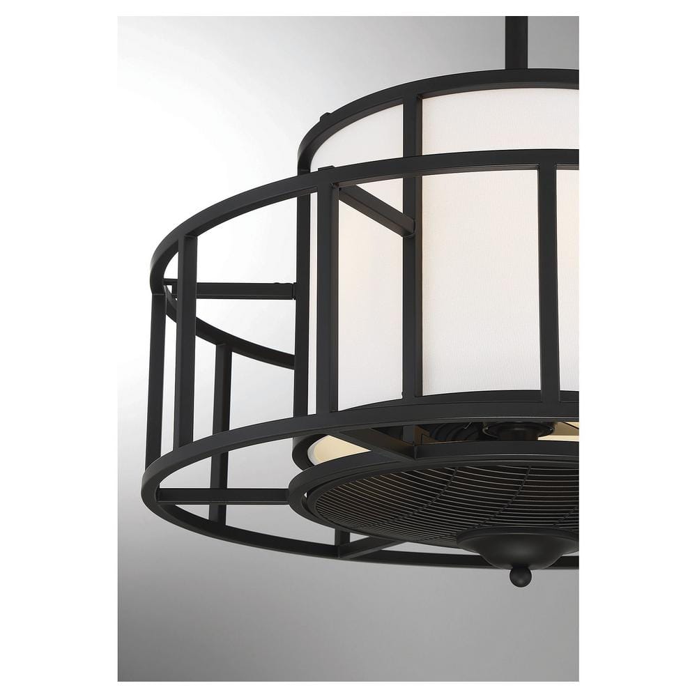 Oslo Matte Black 4-Light Chandelier Fan with Remote