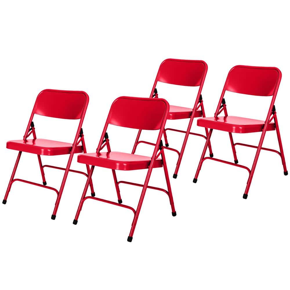 Bernadine Dining Folding Chair With Metal Seat, Red (Pack of 4) price history on PriceWatchPro