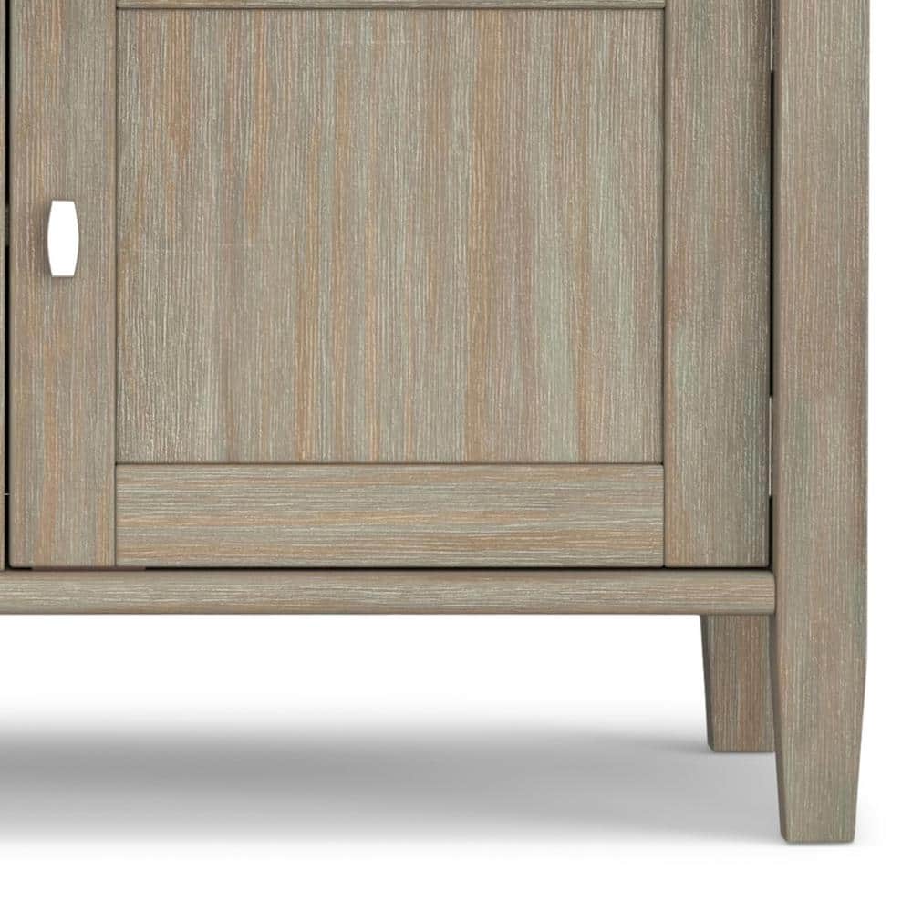 Rustic Distressed Gray 44" Solid Hardwood Storage Bench with Armrests