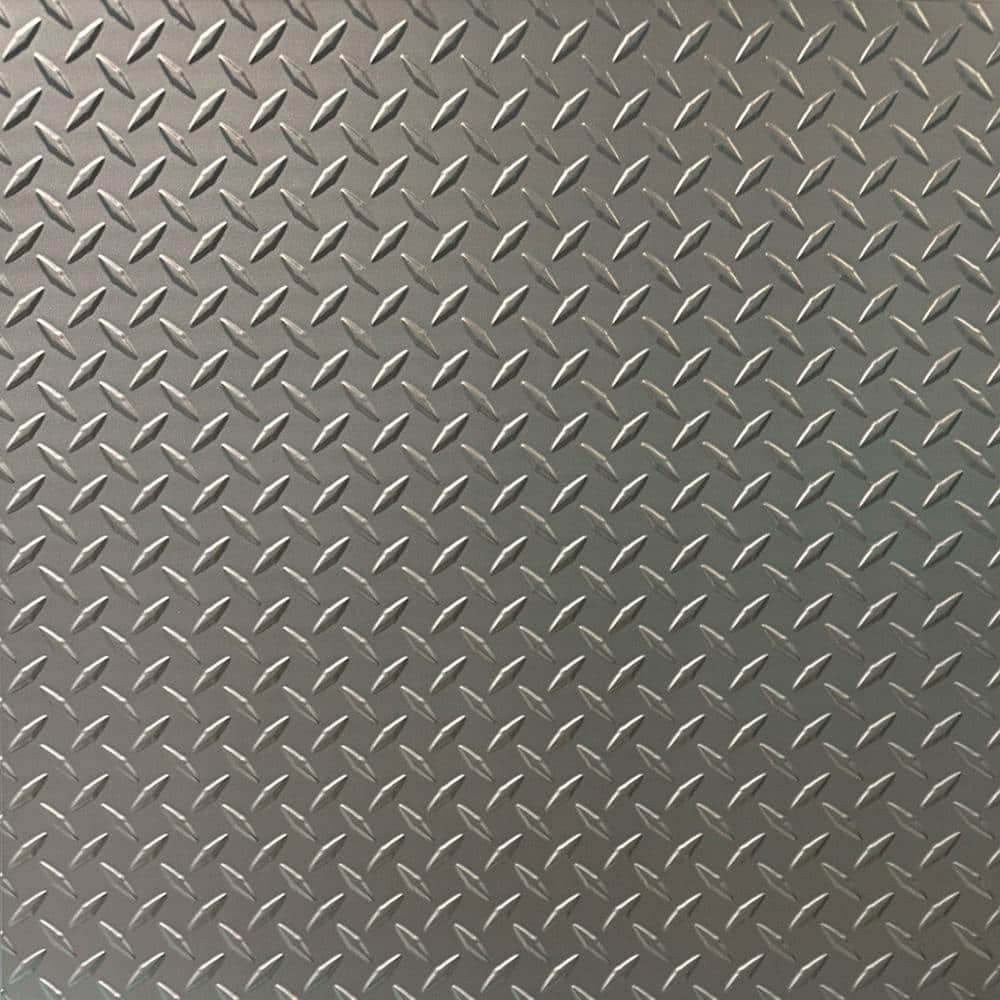 FROM PLAIN TO BEAUTIFUL IN HOURS Diamond Plate Argent Silver 4 ft. x 8