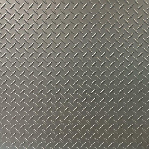 FROM PLAIN TO BEAUTIFUL IN HOURS Diamond Plate Argent Silver 4 ft. x 8 ft. Faux Tin Glue-Up Wainscoting Panels (5-Pack) (160 sq. ft./Case)