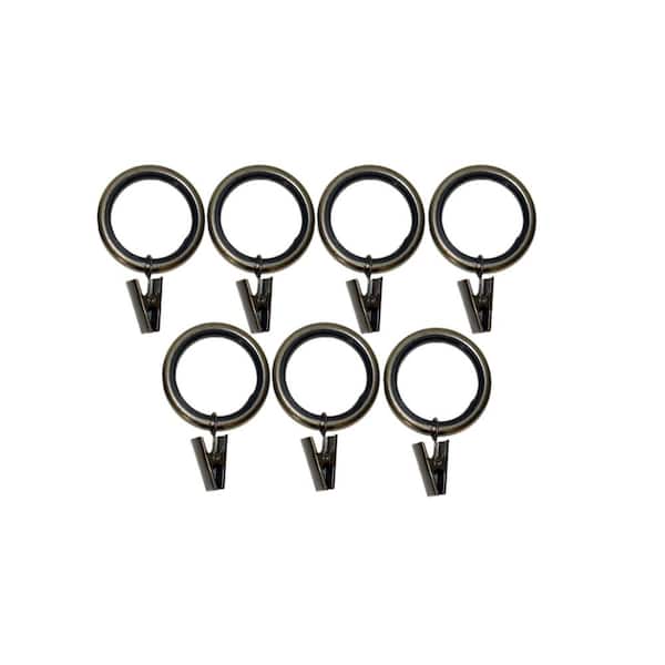 Versailles Home Fashions Antique Brass Steel Curtain Rings with clips (Set of 7)