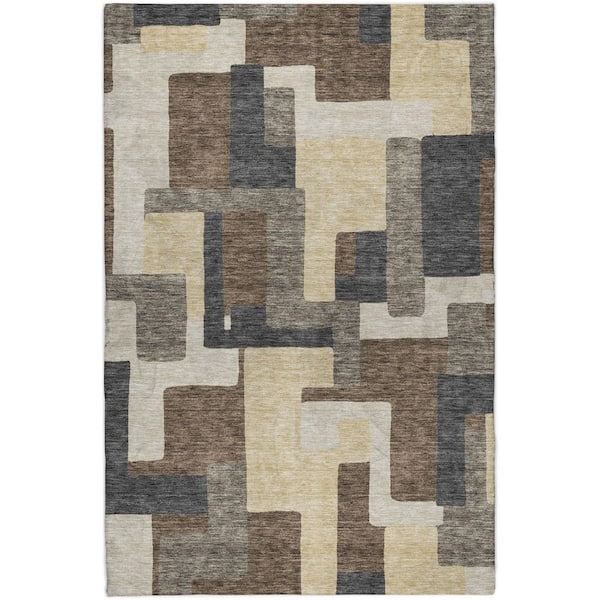 Dream Shag Premium Machine Washable Abstract ADS740 Chocolate 10 ft. x 14 ft. Area Rug