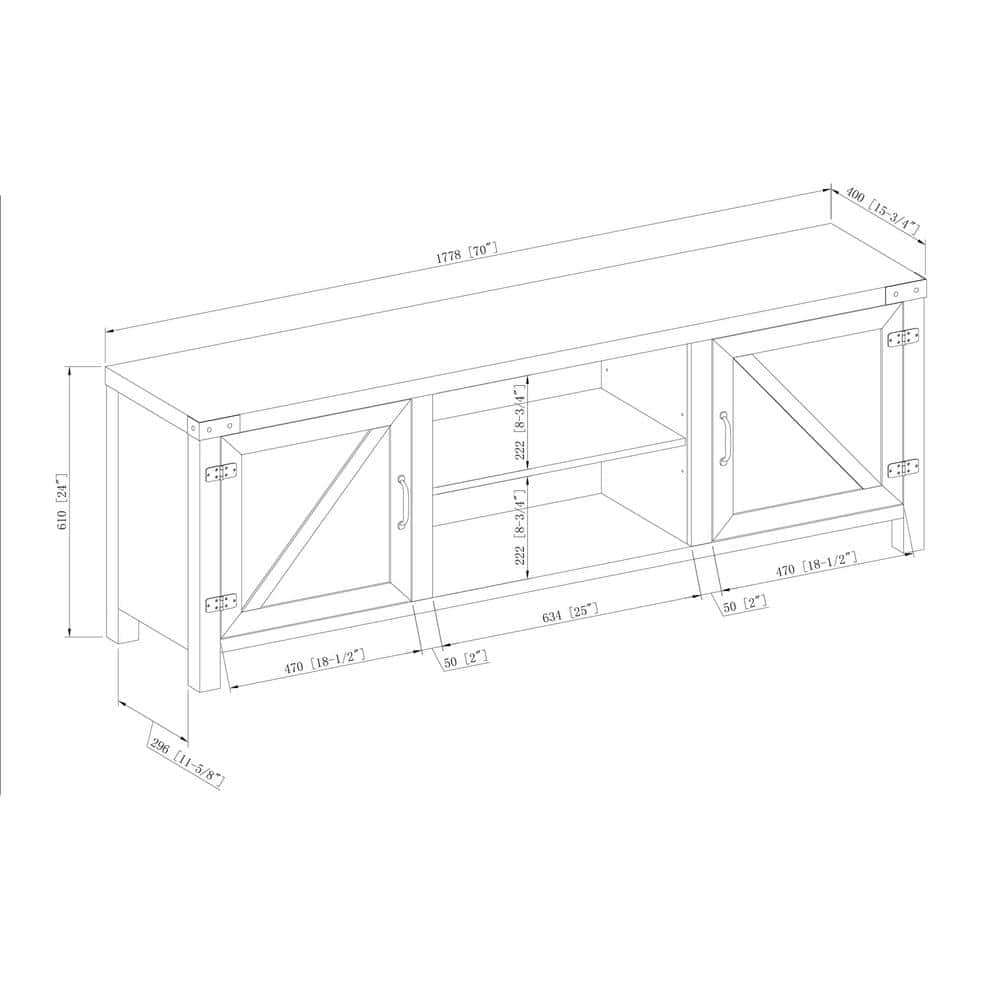 Walker Edison Furniture Company 70 In. Rustic Oak Composite TV Stand 75